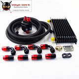 AN10 10Row 262mm Universal Engine Oil Cooler Trust Type+M20Xp1.5 / 3/4 X 16 Filter Relocation+5M AN10 Oil Line Kit  Black