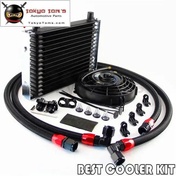 An10 15 Row Oil Cooler + 7 Electric Fan Kit For Bmw E36/e46 135/e90 335 Black