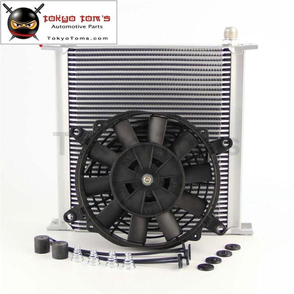 An10 40 Row Aluminum Engine Oil Cooler W/ 7 Electric Fan Fits For Suv / Van Truck