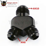 An10 Inlet An8 An-8 Outlet Y Block Car Performance Aluminum Fittings Adapter Black