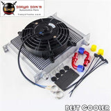 AN10 Universal 30 Row Engine Oil Cooler W/ Fittings + 7" Electric Fan Kit Sl