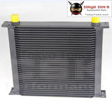An10 Universal 34 Row Engine Oil Cooler + Filter Adapter +7 Electric Fan Kit Bk