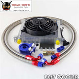An10 Universal 34 Row Engine Oil Cooler + Filter Adapter +7 Electric Fan Kit Sl
