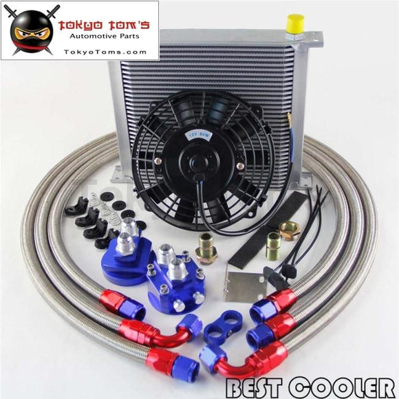 An10 Universal 34 Row Filter Relocation Adapter Hose Kit +7 Electric Fan Sl Radiator