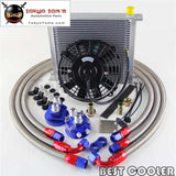 AN10 Universal 34 Row Filter Relocation Adapter Hose Kit +7" Electric Fan Kit Sl CSK PERFORMANCE