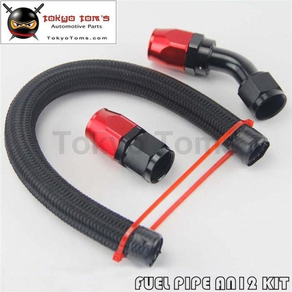 An12 12An Stainless Steel Braided Oil/fuel Line Hose+Straight+45 Degree Swivel Fitting