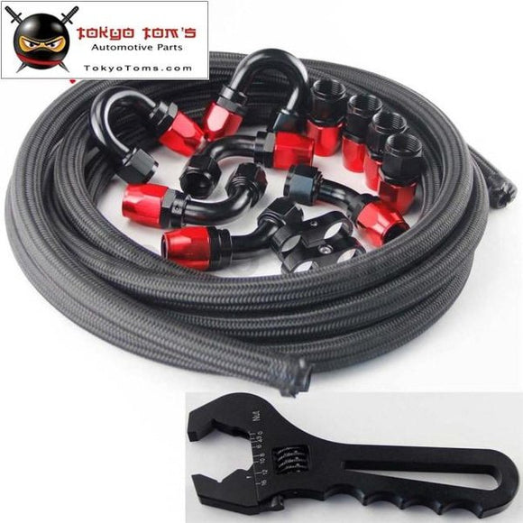 An12 Stainless Steel/ Nylon Braided Oil Line / Hose +Fitting End Adaptor W/ Wrench Tools Spanner Kit