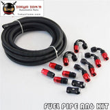 An6 5M Stainless Steel /nylon Braided Oil Line / Hose +Fitting End Adaptor Kit Silver/black