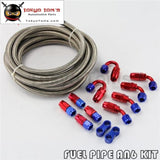 An6 -6An Stainless Steel Braided Oil /fuel Line + Fitting Hose End Adaptor Kit