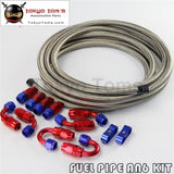 An6 -6An Stainless Steel Braided Oil /fuel Line + Fitting Hose End Adaptor Kit
