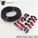 An8 8An Stainless Steel Nylon Braided Oil Fuel Line Hose+Fitting Hose End Kit Black