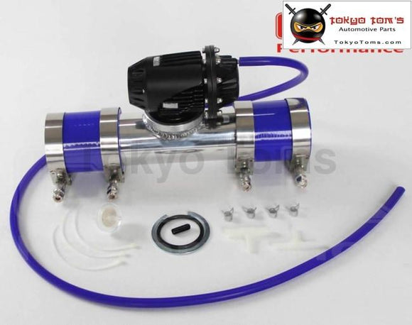 Black Aluminum Billet Anodized Type-4 Sqv Blow Off Valve Bov +3 Or 76Mm Flange Pipe +Clamps+ Blue