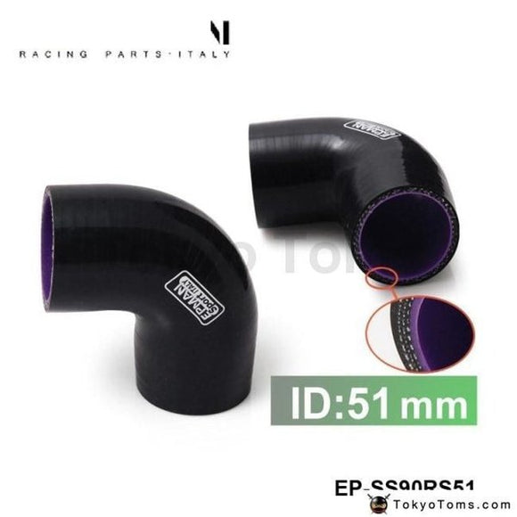 Black & Purple 2 51Mm 90 Degree Elbow Silicone Hose Pipe Turbo Intake
