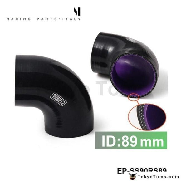 Black & Purple 3.5 89Mm 90 Degree Elbow Silicone Hose Pipe Turbo Intake For Vw Passat B5