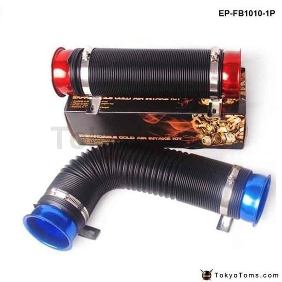 Blue Universal 76Mm Air Intake Induction Kit Flexible Cold Feed Duct Pipe 100Cm For Vw Golf Mk6 Gti