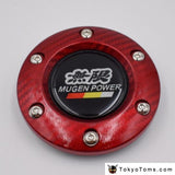 Car Styling Black Mugen Racing Steering Wheel Horn Button + Carbon Fiber Edge For Honda Red