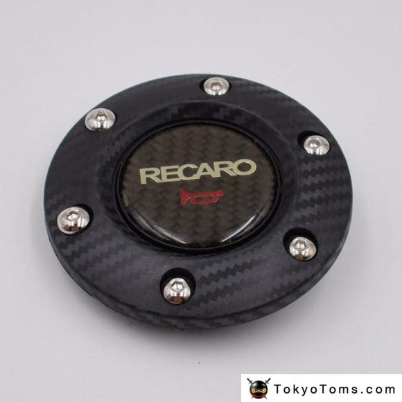 Car Styling Carbon Fiber Recaro Racing Steering Wheel Horn Button + Edge Black