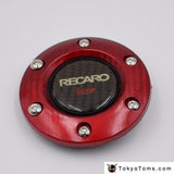 Car Styling Carbon Fiber Recaro Racing Steering Wheel Horn Button + Edge Red