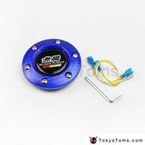 Car Styling Mugen Racing Steering Wheel Horn Button +Carbon Fiber Edge Red/blue/black For Honda Blue