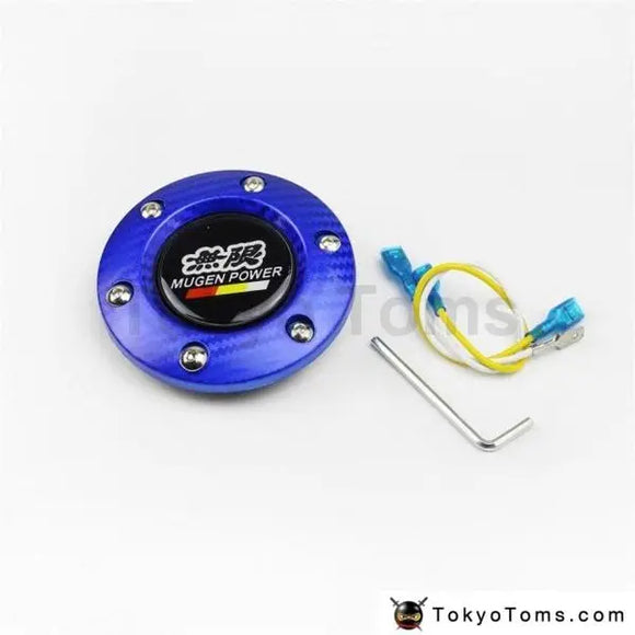 Car Styling Mugen Racing Steering Wheel Horn Button +Carbon Fiber Edge Red/blue/black For Honda