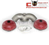 Dual Piped Air Intake Twin Turbo W/2X Filter For Nissan 300Zx Vg30Dett Z32 Red