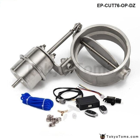 Exhaust Control Valve Set Cutout 3 76Mm Pipe Open Style With Vacuum Actuator Wireless Remote