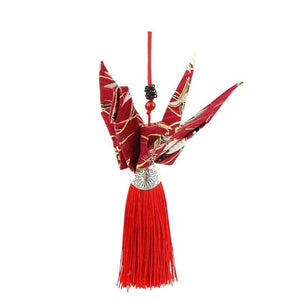 Fortune Crane Ornament Fringe Hand Made Lucky Blessing Auto 