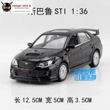 High Simulation 1:36 Subaru Sti Alloy Pull Back Model Cars Metal Gift Toys Double Door Car Wholesale