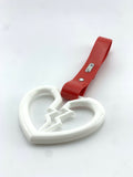 White Broken Heart Tsurikawa Red PVC Strap