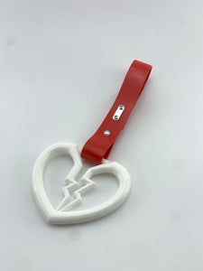 White Broken Heart Tsurikawa Red PVC Strap
