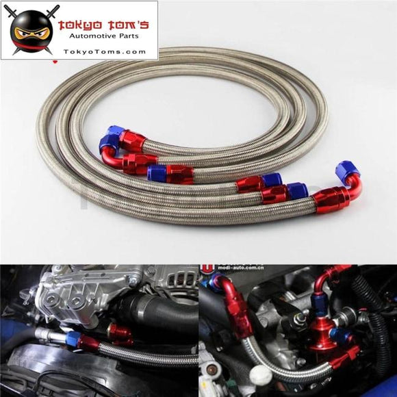 Jdm Stainless Steel 10 An Engine Oil Cooler Braided Hose Filter Relocation Black / Silver
