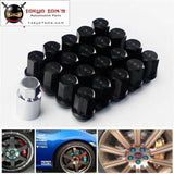M12X1.25Mm 20 Pieces Aluminum Closed Ended Lug Nuts With Locking Key Black