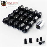 M12X1.25mm 20 Pieces Aluminum Closed Ended Lug Nuts With Locking Key Black