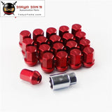 M12X1.25Mm 20 Pieces Aluminum Closed Ended Lug Nuts With Locking Key Red