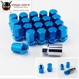 M12X1.5Mm 20 Pieces Aluminum Closed Ended Lug Nuts With Locking Key Blue