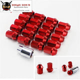 M12X1.5Mm 20 Pieces Aluminum Closed Ended Lug Nuts With Locking Key Red