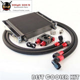 New An10 30 Row Oil Cooler + Thermostat Sandwich Plate Kit For Japan Car Black Oil Cooler