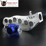 Polished Intake Manifold + 65Mm Throttle Body Fits For Nissan Skyline Rb20Det R32 Gts Silver / Blue
