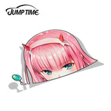 Jump Time 13cm x 9.8cm Funny Waterproof Car Stickers JDM Car Decals For Darling in the Franxx  Zero Two BIG HEAD Vinyl Car Wrap