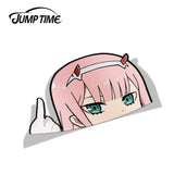 Jump Time 13cm x 9.8cm Funny Waterproof Car Stickers JDM Car Decals For Darling in the Franxx  Zero Two BIG HEAD Vinyl Car Wrap