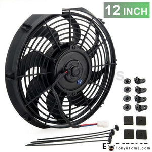 Racing Car Universal 12V 12 Electric Fan Curved S Blades Radiator Cooling For Oil Cooler