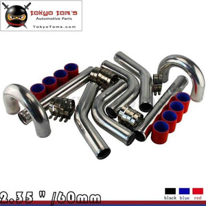 Red 2.36 Inches 60Mm Turbo/supercharger Intercooler Polish Pipe Piping Kit Aluminum