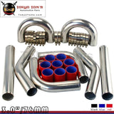 Red 3" Inches 76mm Turbo/Supercharger Intercooler Polish Pipe Piping Kit