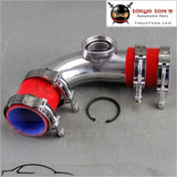 Silver 2.5 63Mm 90 Degree Ssqv Blow Off Valve Adapte Aluminum Pipe+ Red Silicone+Clamps Piping
