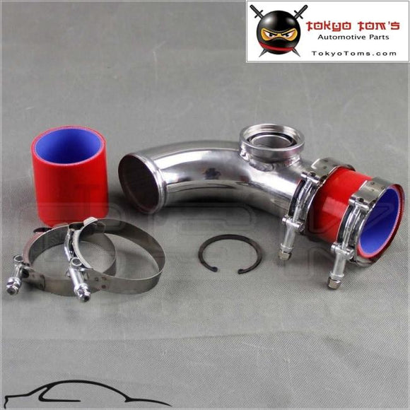 Silver 2.5 63Mm 90 Degree Ssqv Blow Off Valve Adapte Aluminum Pipe+ Red Silicone+Clamps Piping