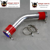 Silver 50mm 2" 45 Degree Aluminum Turbo Intercooler Pipe Piping+Red Silicon Hose +T Bolt Clamps - Tokyo Tom's