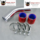 Silver 50mm 2" 45 Degree Aluminum Turbo Intercooler Pipe Piping+Red Silicon Hose +T Bolt Clamps - Tokyo Tom's