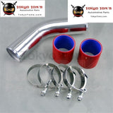 Silver 50Mm 2 45 Degree Aluminum Turbo Intercooler Pipe Piping+Red Silicon Hose +T Bolt Clamps