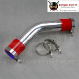 Silver 70Mm 2.75 45 Degree Aluminum Turbo Intercooler Pipe Piping+Red Silicon Hose + T Bolt Clamps