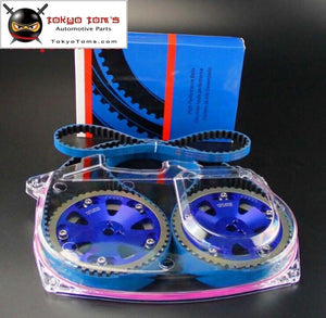 Timing Belt W/balance + Cam Gear+ Clear Cover For Lancer Evo 9 Ix 4G63 Gray/blue/silver